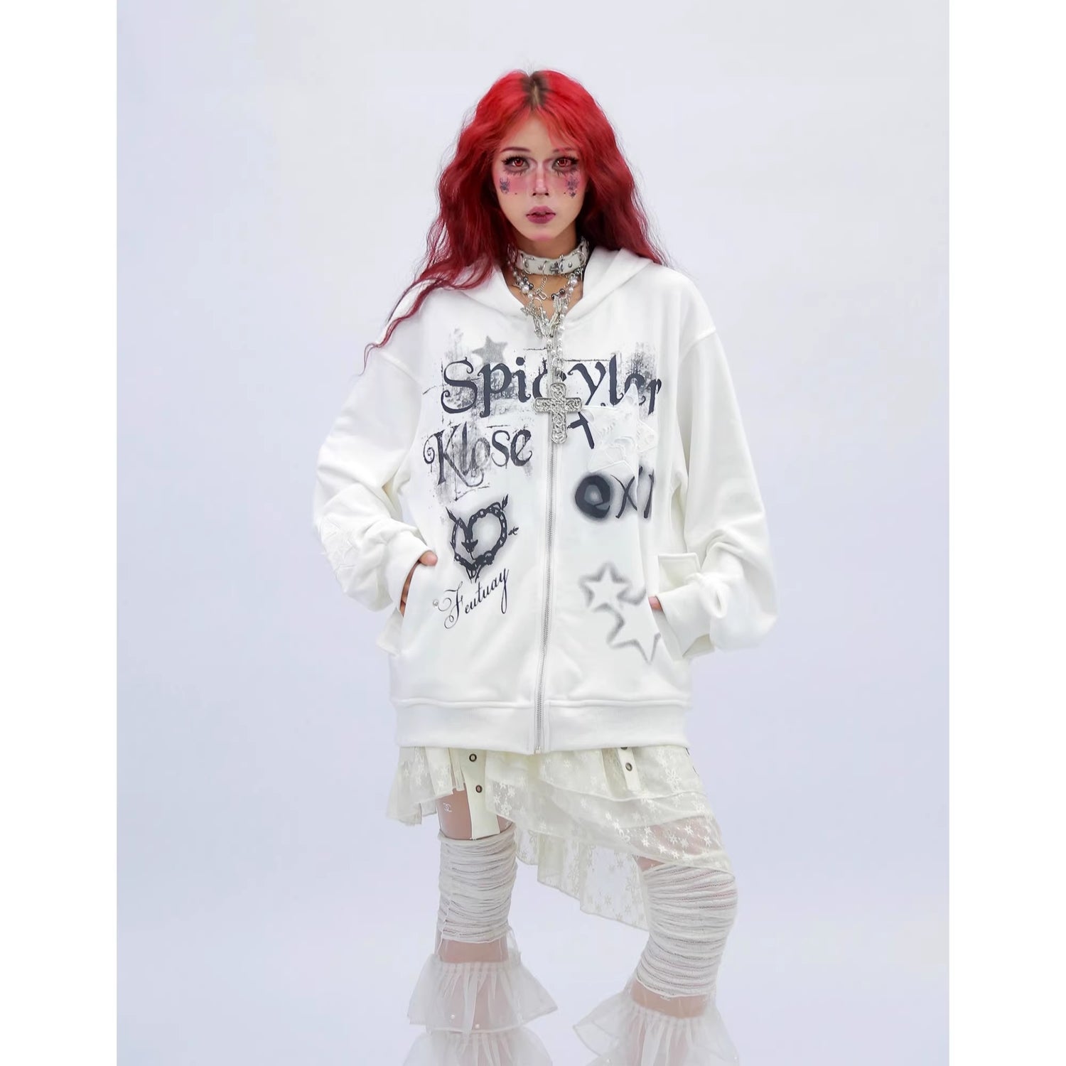 NANAICHILLI_Loose_Fit_Zip_Front_Street_Style_Unisex_Long_Sleeve_Hooded_Black_White_Hoodies_MISSTT