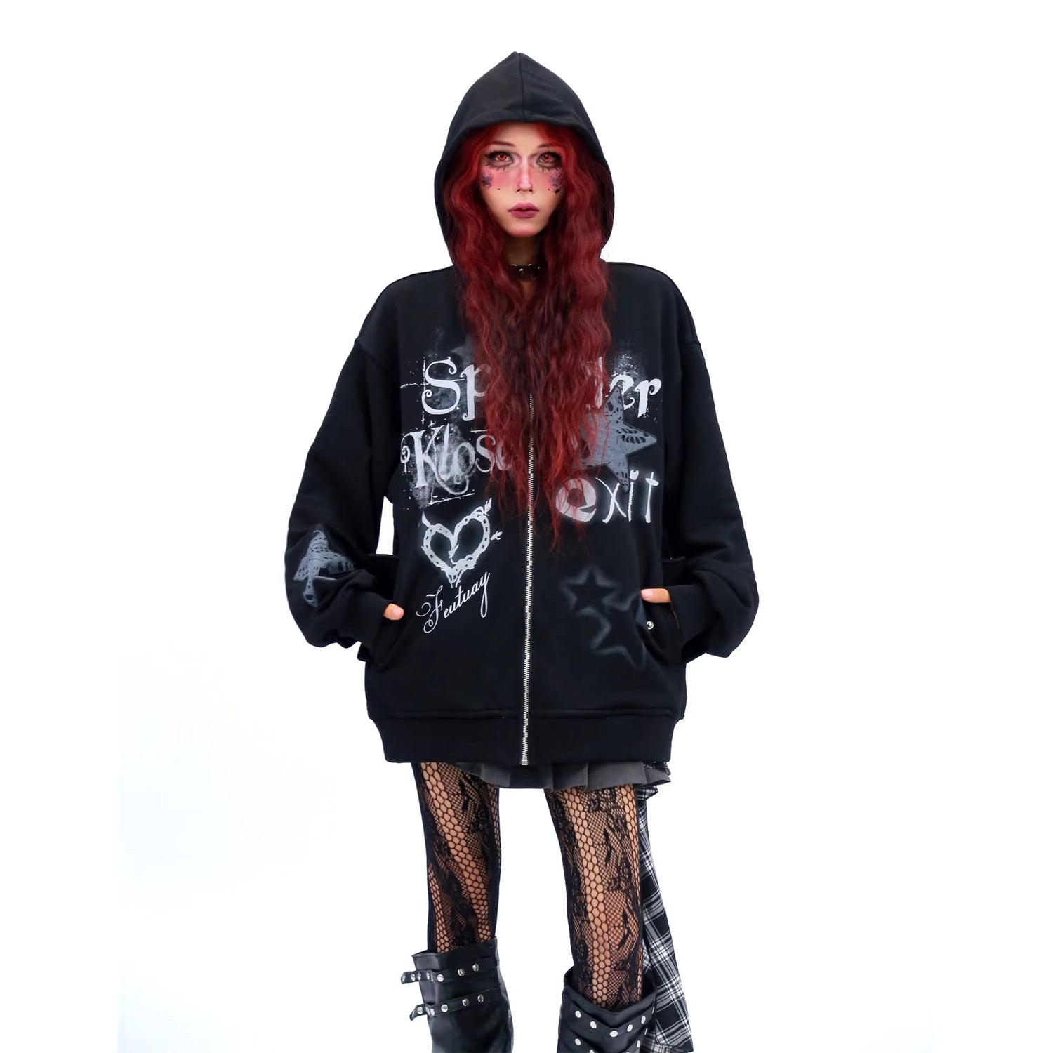 NANAICHILLI_Loose_Fit_Zip_Front_Street_Style_Unisex_Long_Sleeve_Hooded_Black_White_Hoodies_MISSTT