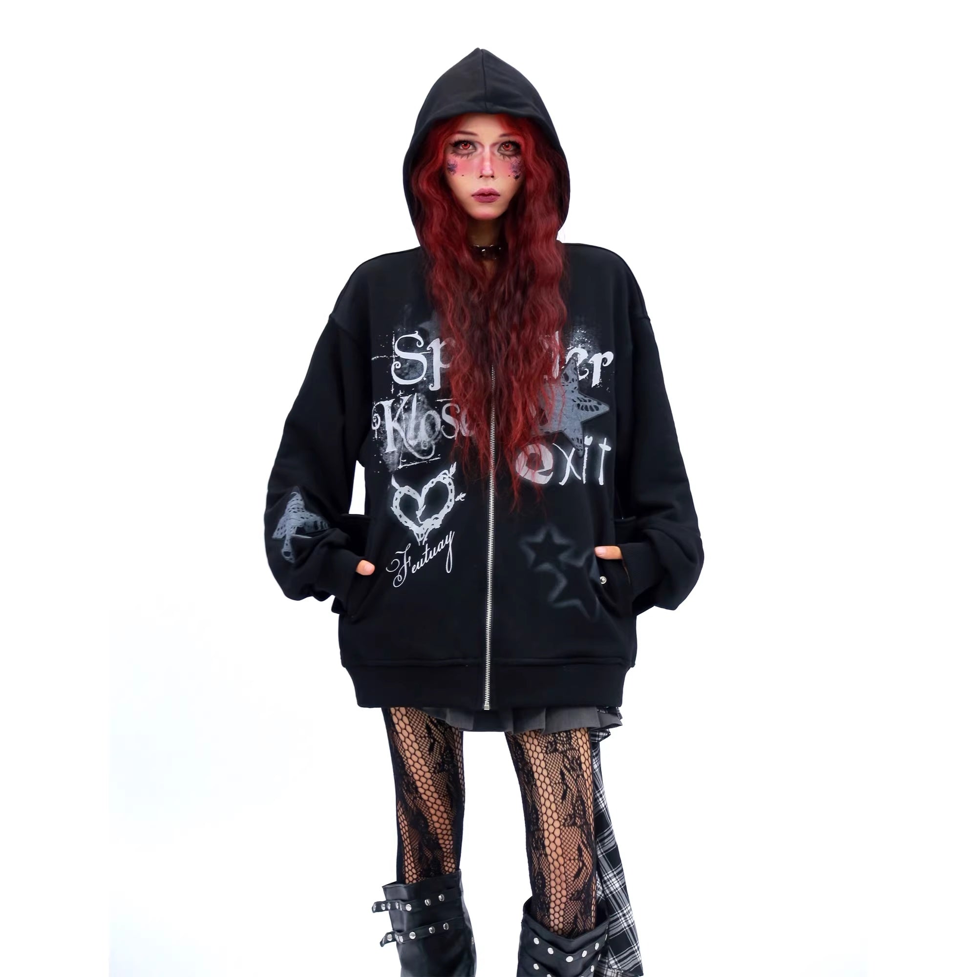 NANAICHILLI_Loose_Fit_Zip_Front_Street_Style_Unisex_Long_Sleeve_Hooded_Black_White_Hoodies_MISSTT