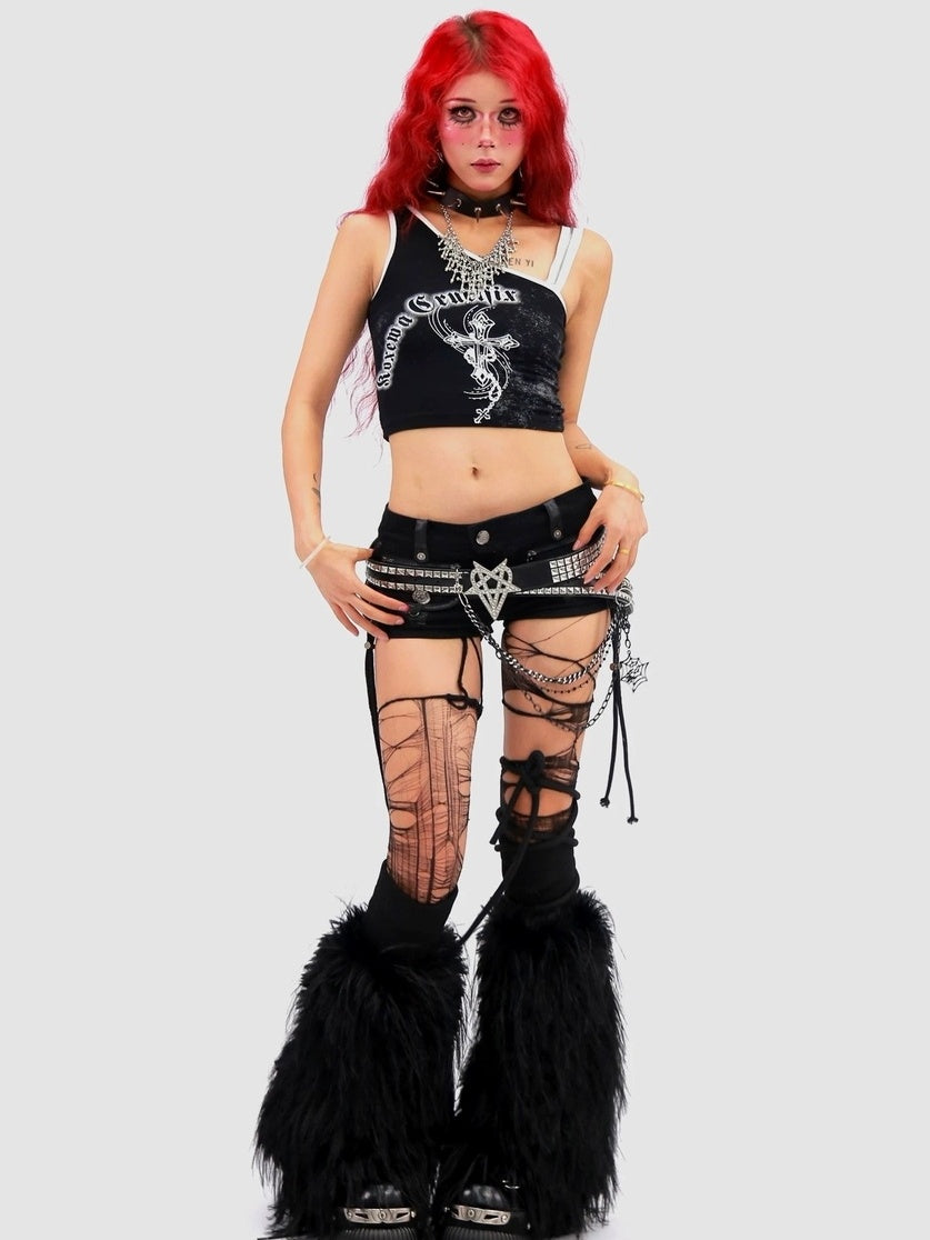 NANAICHILLI Low Waist Sexy Tie Detail Standard Fit Women Camo Cotton Zip Fly Shorts