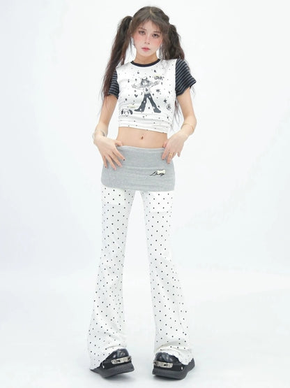 NANAICHILLI Moisture Wicking Cartoon Print Slim Fit Street Style Youth Black White T-Shirt