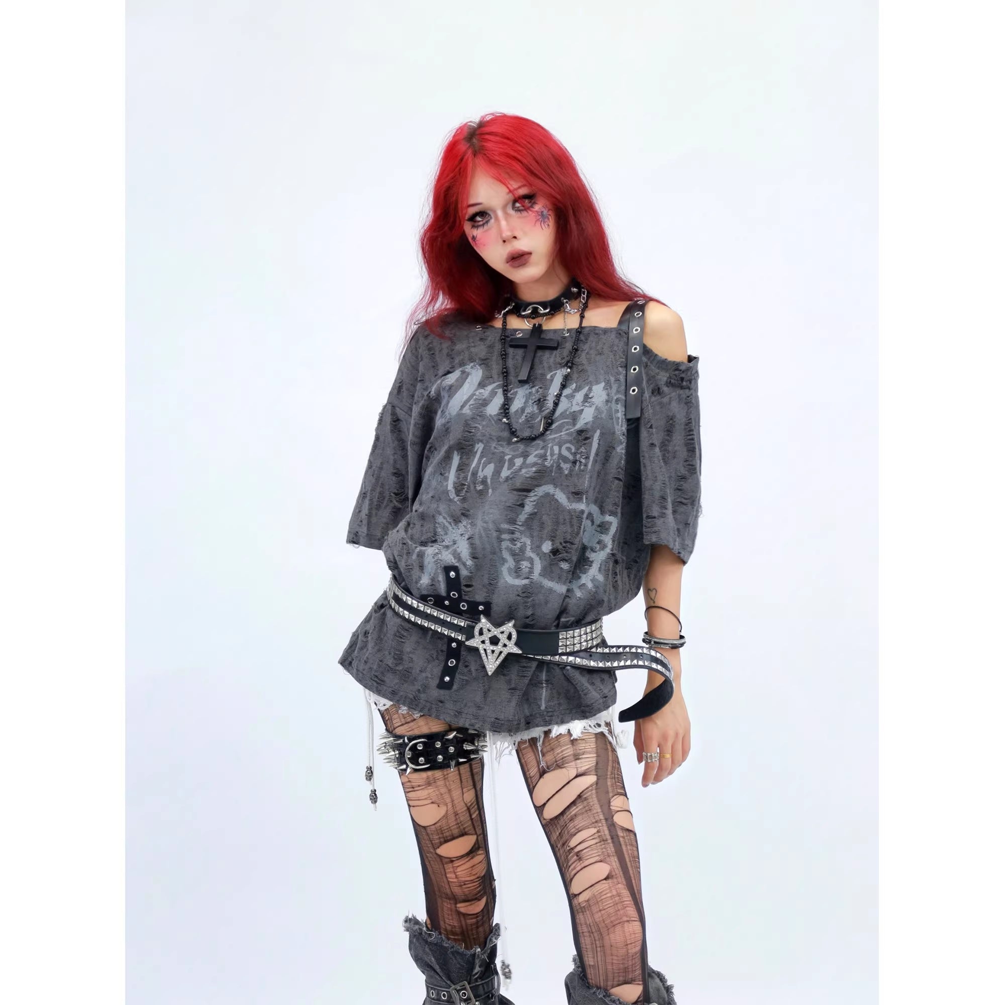 NANAICHILLI_Moisture_Wicking_Cartoon_Print_Streetwear_Loose_Boat_Neck_Beige_T-Shirt_MISSTT