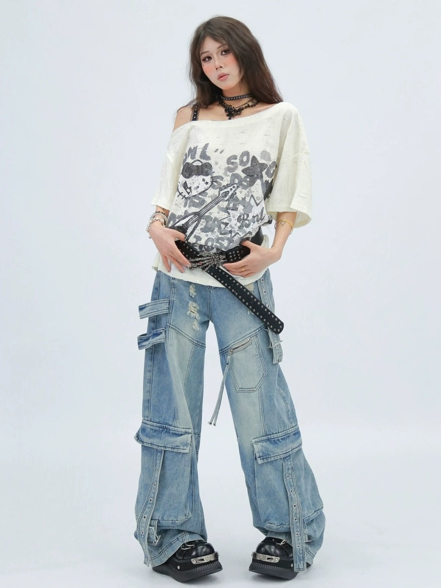 NANAICHILLI Moisture Wicking Casual Loose Printed Boat Neck Women Almond Black T-Shirt