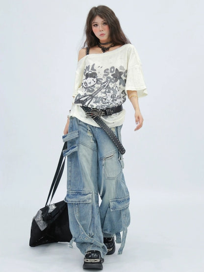 NANAICHILLI Moisture Wicking Casual Loose Printed Boat Neck Women Almond Black T-Shirt