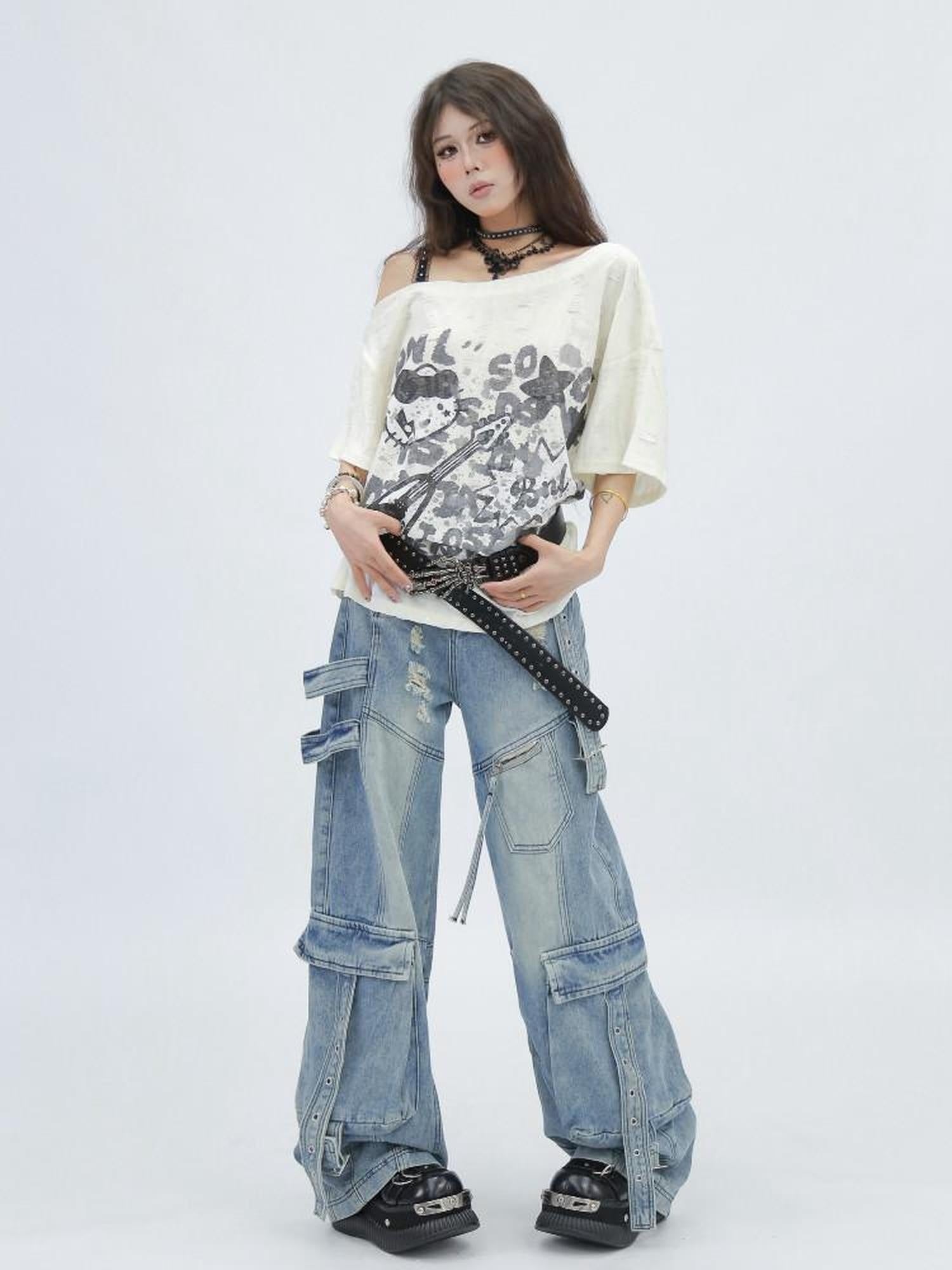 NANAICHILLI Moisture Wicking Casual Loose Printed Boat Neck Women Almond Black T-Shirt