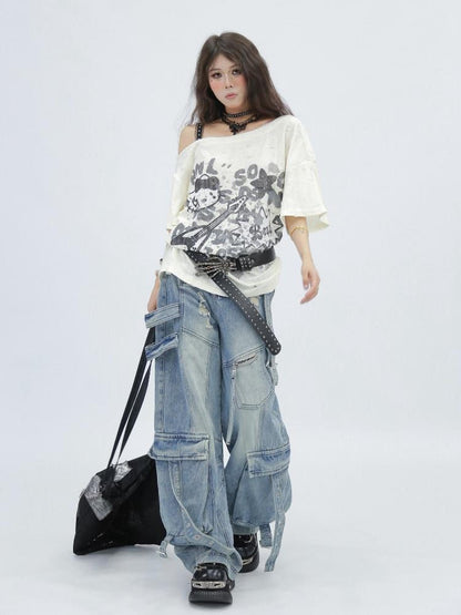 NANAICHILLI Moisture Wicking Casual Loose Printed Boat Neck Women Almond Black T-Shirt