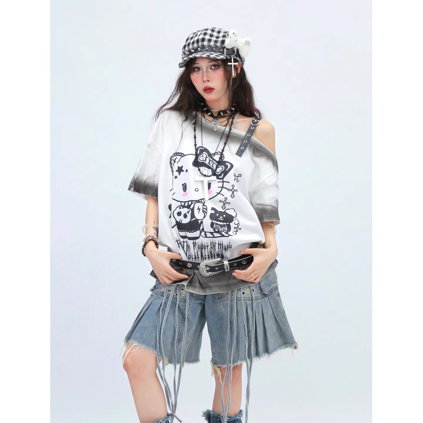 NANAICHILLI_Moisture_Wicking_Cotton_Street_Loose_Oblique_Neck_Printed_Unisex_Cartoon_T-Shirt_MISSTT