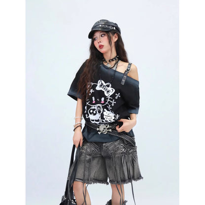 NANAICHILLI_Moisture_Wicking_Cotton_Street_Loose_Oblique_Neck_Printed_Unisex_Cartoon_T-Shirt_MISSTT