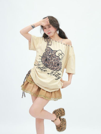 NANAICHILLI Moisture Wicking Cotton Stretch Loose Fit Street Print Straight Neck T-Shirt