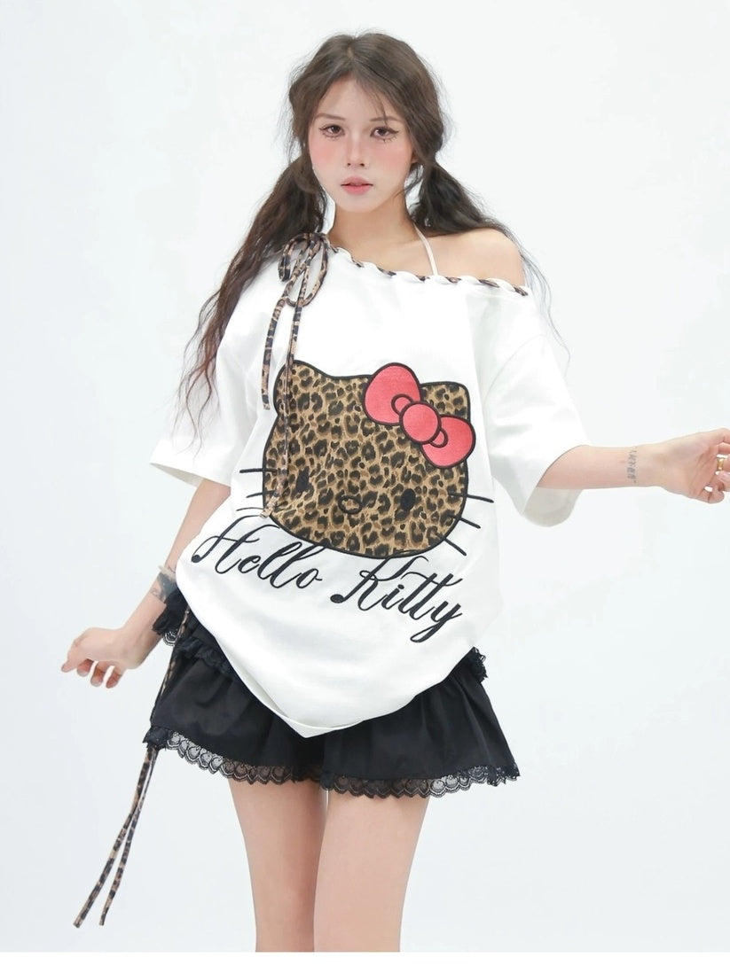 NANAICHILLI Moisture Wicking Cotton Stretch Loose Fit Street Print Straight Neck T-Shirt