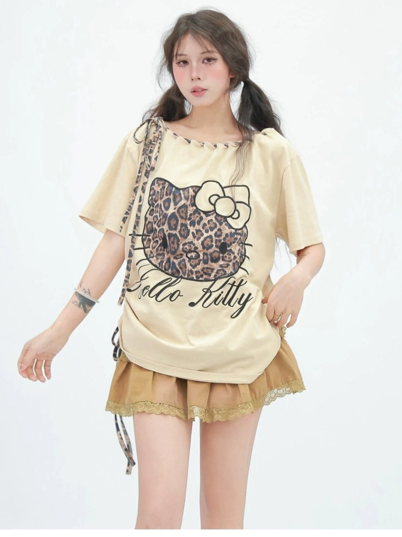 NANAICHILLI Moisture Wicking Cotton Stretch Loose Fit Street Print Straight Neck T-Shirt