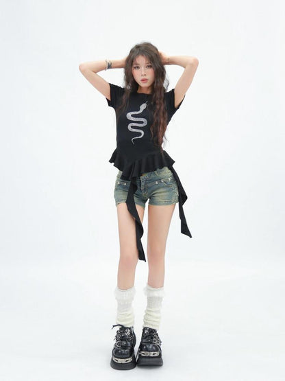 NANAICHILLI Moisture Wicking Creative Print Slim Fit Crew Neck Black T-Shirt