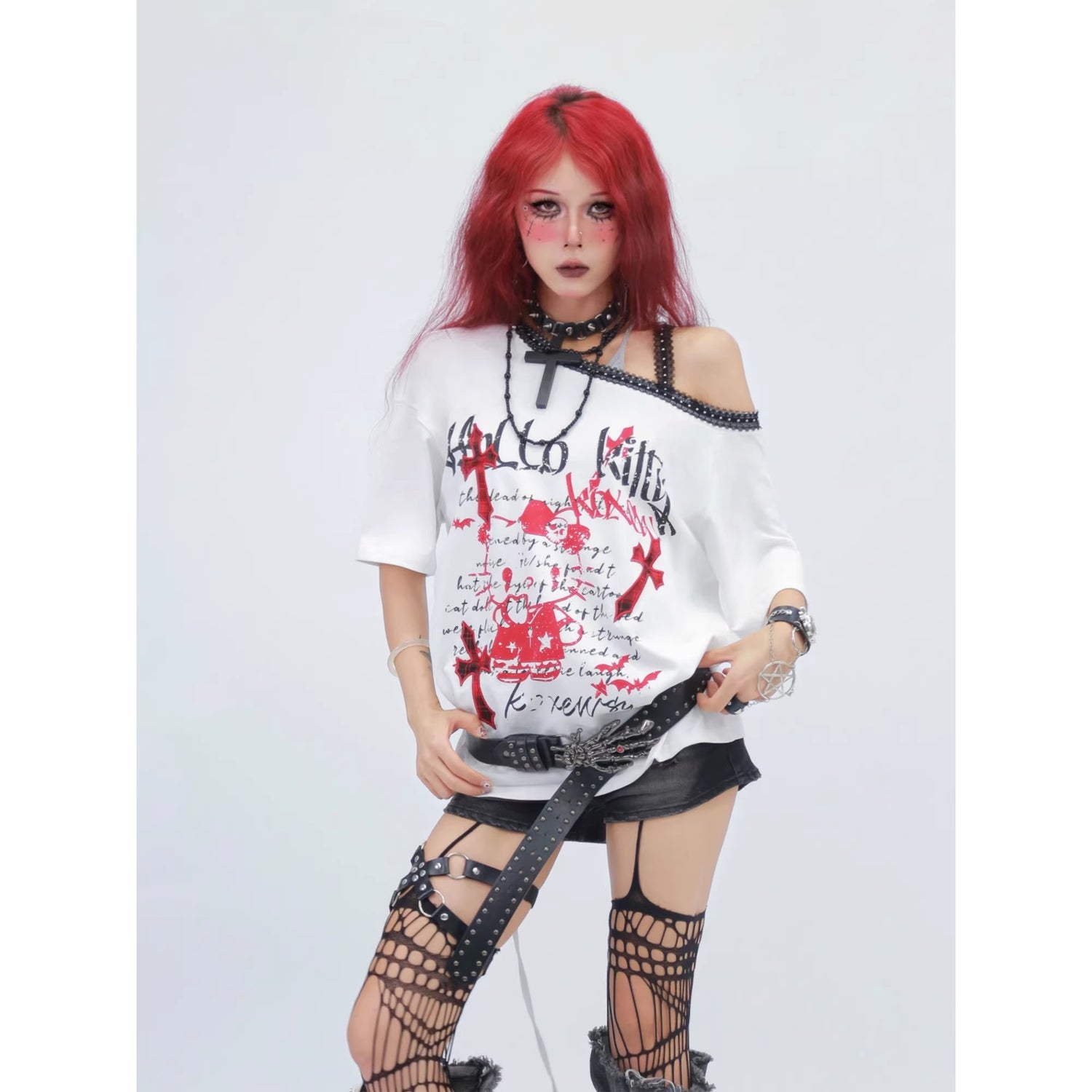 NANAICHILLI_Printed_Creative_Streetwear_Loose_Fit_Crewneck_Cotton_Black_T-Shirt_MISSTT