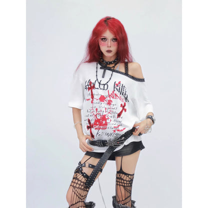 NANAICHILLI_Printed_Creative_Streetwear_Loose_Fit_Crewneck_Cotton_Black_T-Shirt_MISSTT