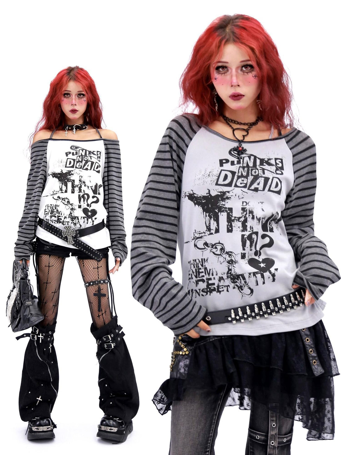 NANAICHILLI Quick Dry Cotton Creative Print Sexy Girly Loose Fit Women Long Sleeve T-Shirt