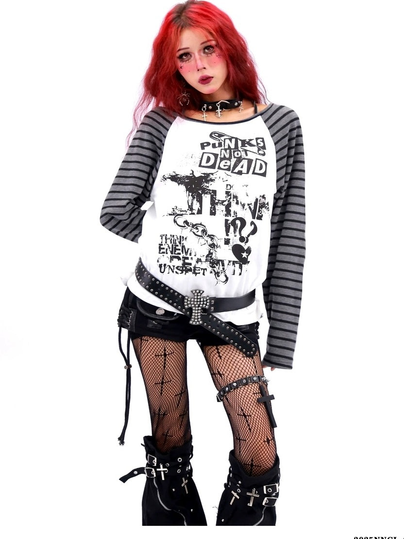 NANAICHILLI Quick Dry Cotton Creative Print Sexy Girly Loose Fit Women Long Sleeve T-Shirt