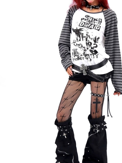 NANAICHILLI Quick Dry Cotton Creative Print Sexy Girly Loose Fit Women Long Sleeve T-Shirt