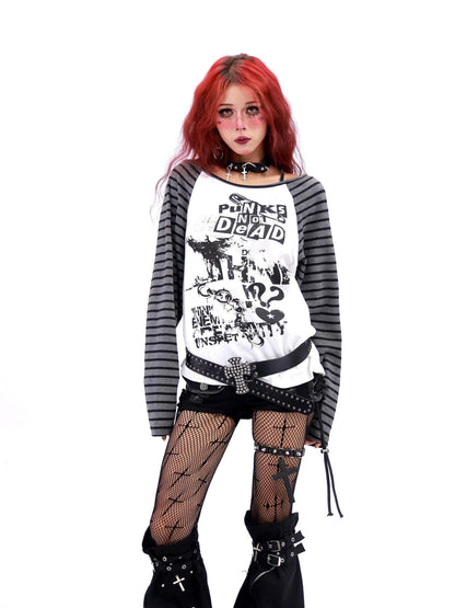 NANAICHILLI Quick Dry Cotton Creative Print Sexy Girly Loose Fit Women Long Sleeve T-Shirt