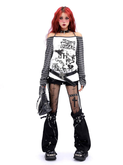 NANAICHILLI Quick Dry Cotton Creative Print Sexy Girly Loose Fit Women Long Sleeve T-Shirt