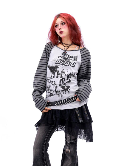 NANAICHILLI Quick Dry Cotton Creative Print Sexy Girly Loose Fit Women Long Sleeve T-Shirt