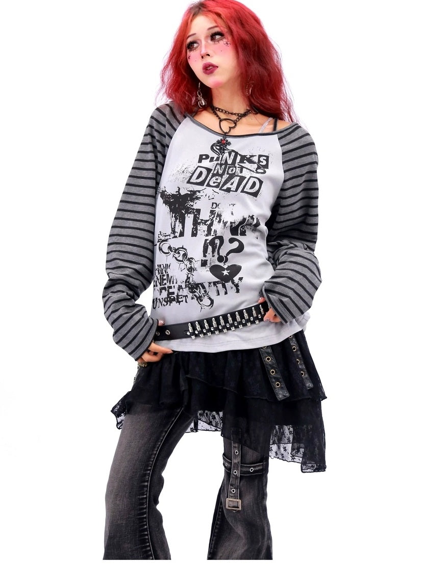 NANAICHILLI Quick Dry Cotton Creative Print Sexy Girly Loose Fit Women Long Sleeve T-Shirt