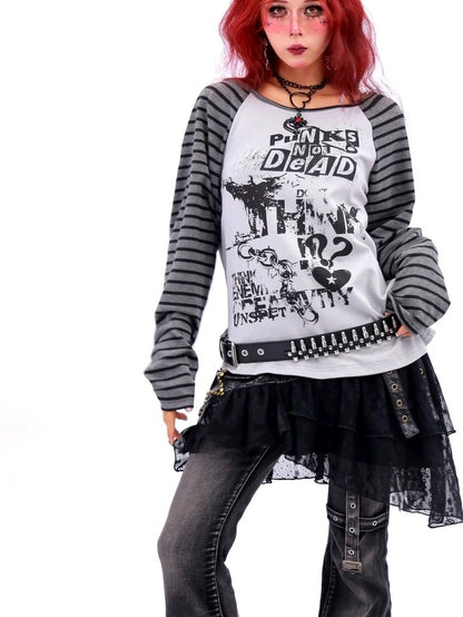 NANAICHILLI Quick Dry Cotton Creative Print Sexy Girly Loose Fit Women Long Sleeve T-Shirt