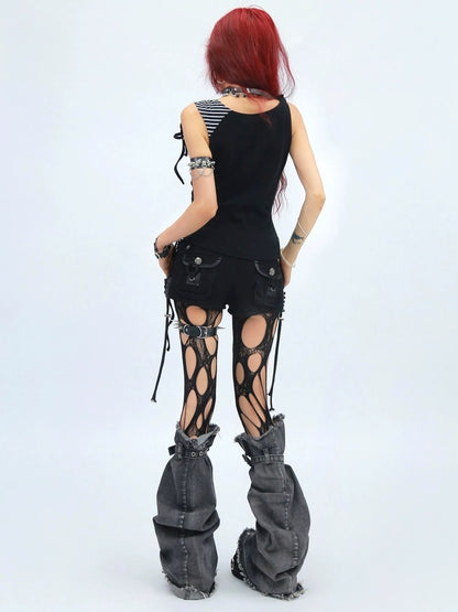 NANAICHILLI Quick Dry Cotton Stretch Slim Fit Street V Neck Cross Print Men Tank Top