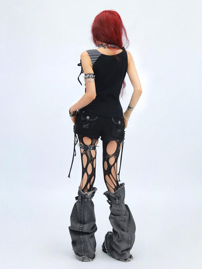 NANAICHILLI Quick Dry Cotton Stretch Slim Fit Street V Neck Cross Print Men Tank Top