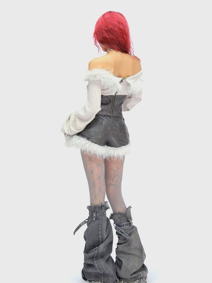 NANAICHILLI Quick Dry Patchwork Bell Sleeve Tie Crop Cardigan High Waist Shorts Sexy Set