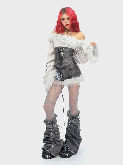 NANAICHILLI Quick Dry Patchwork Bell Sleeve Tie Crop Cardigan High Waist Shorts Sexy Set