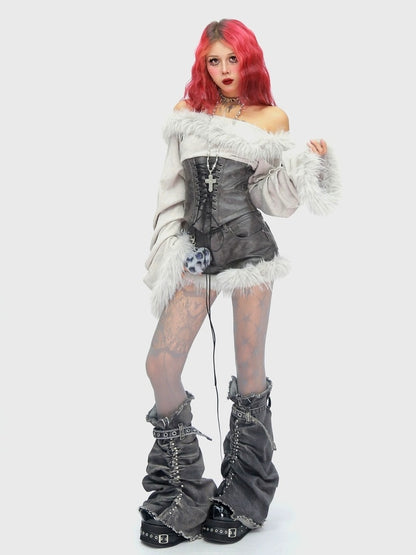 NANAICHILLI Quick Dry Patchwork Bell Sleeve Tie Crop Cardigan High Waist Shorts Sexy Set