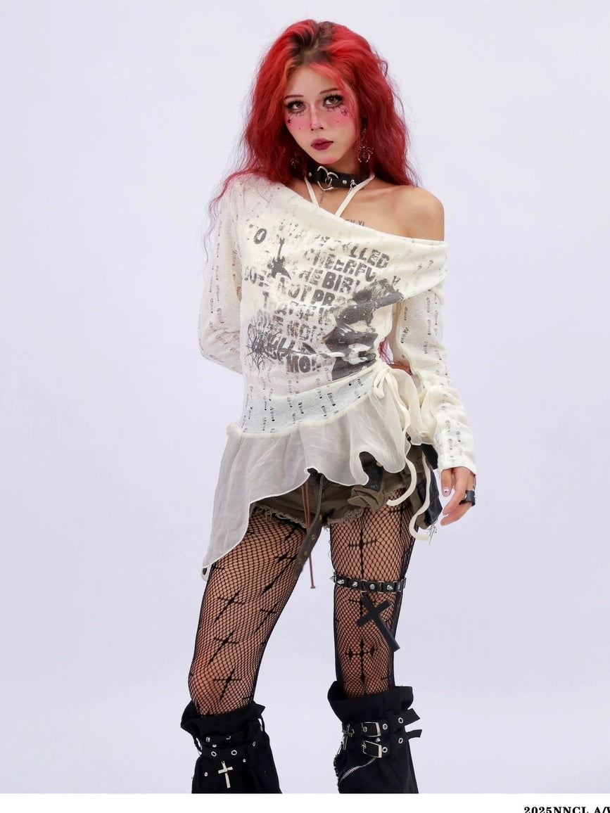 NANAICHILLI Sexy Asymmetric Layered Slim Draped Neck Breathable Women Long Sleeve T-Shirt