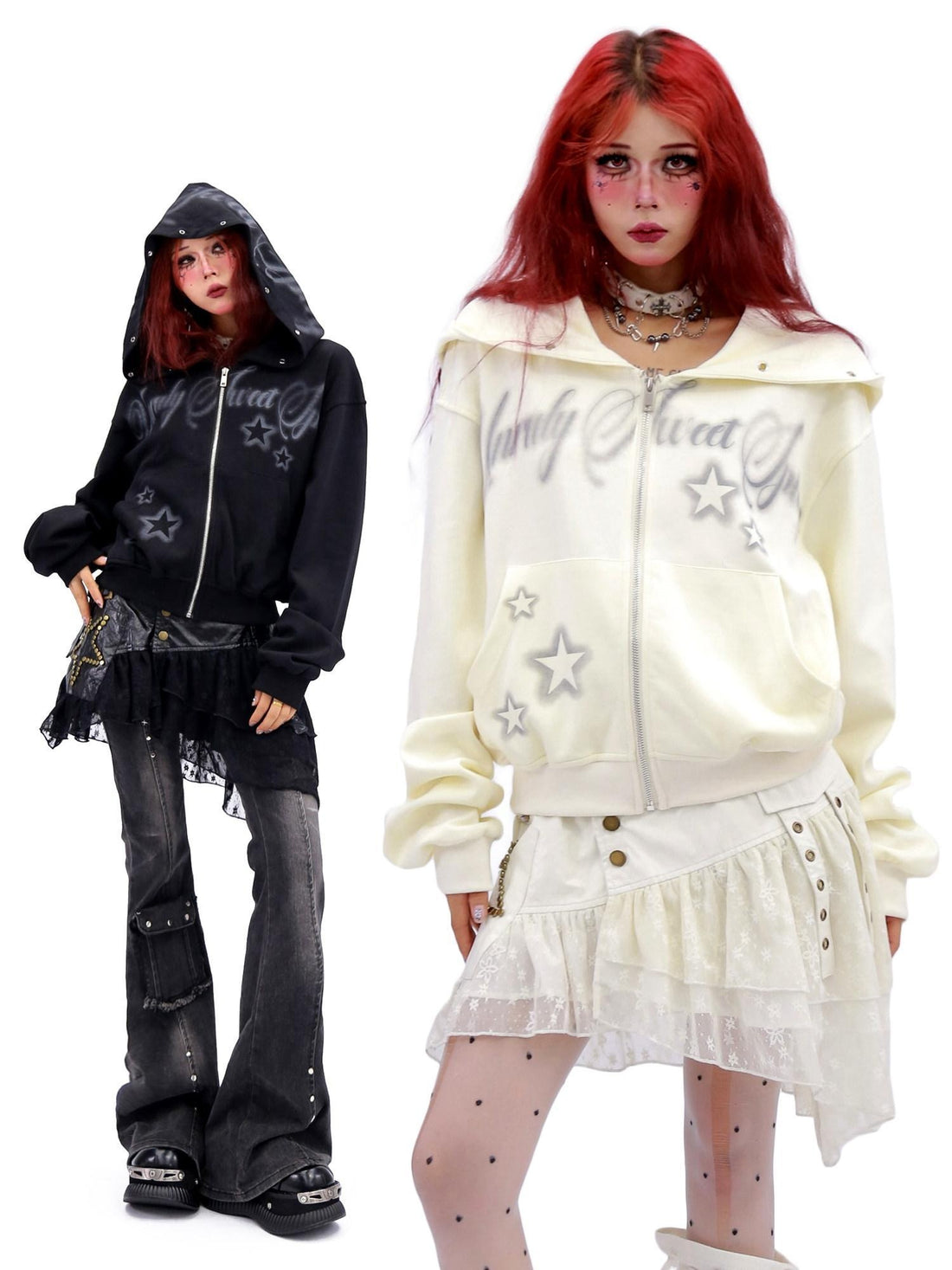 NANAICHILLI Shape Retaining Sexy Girl Oversized Fit Hooded Zip Cotton Women Hoodies