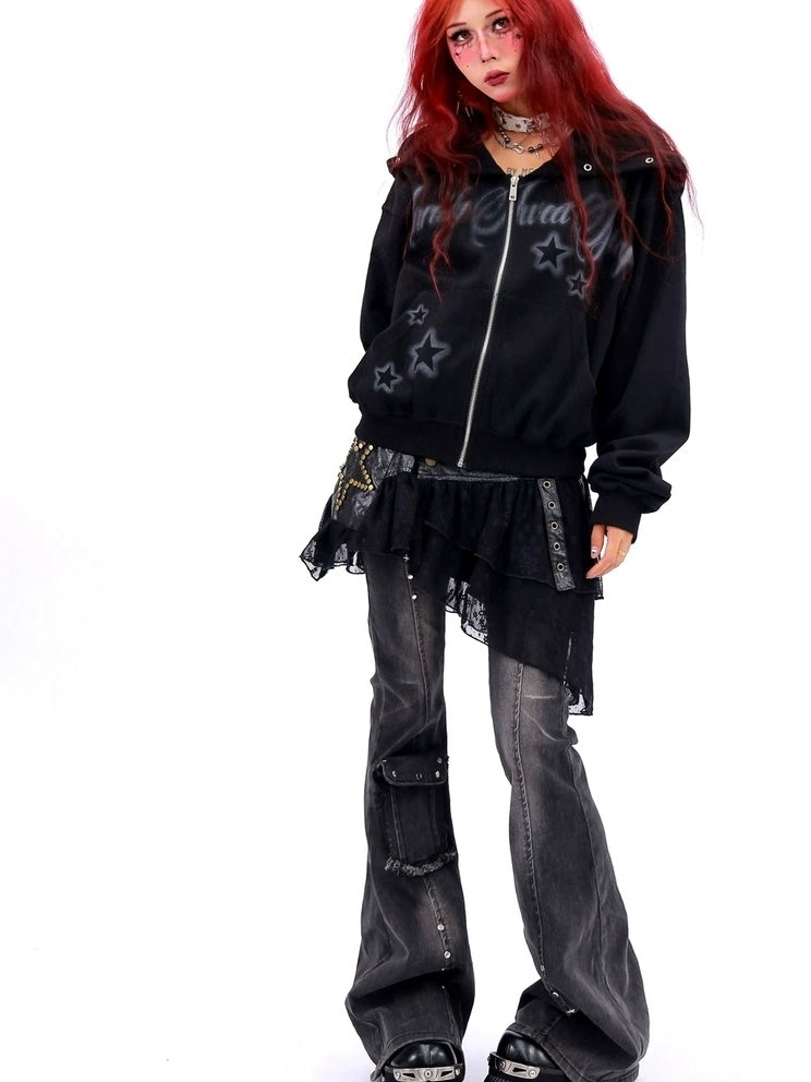 NANAICHILLI Shape Retaining Sexy Girl Oversized Fit Hooded Zip Cotton Women Hoodies