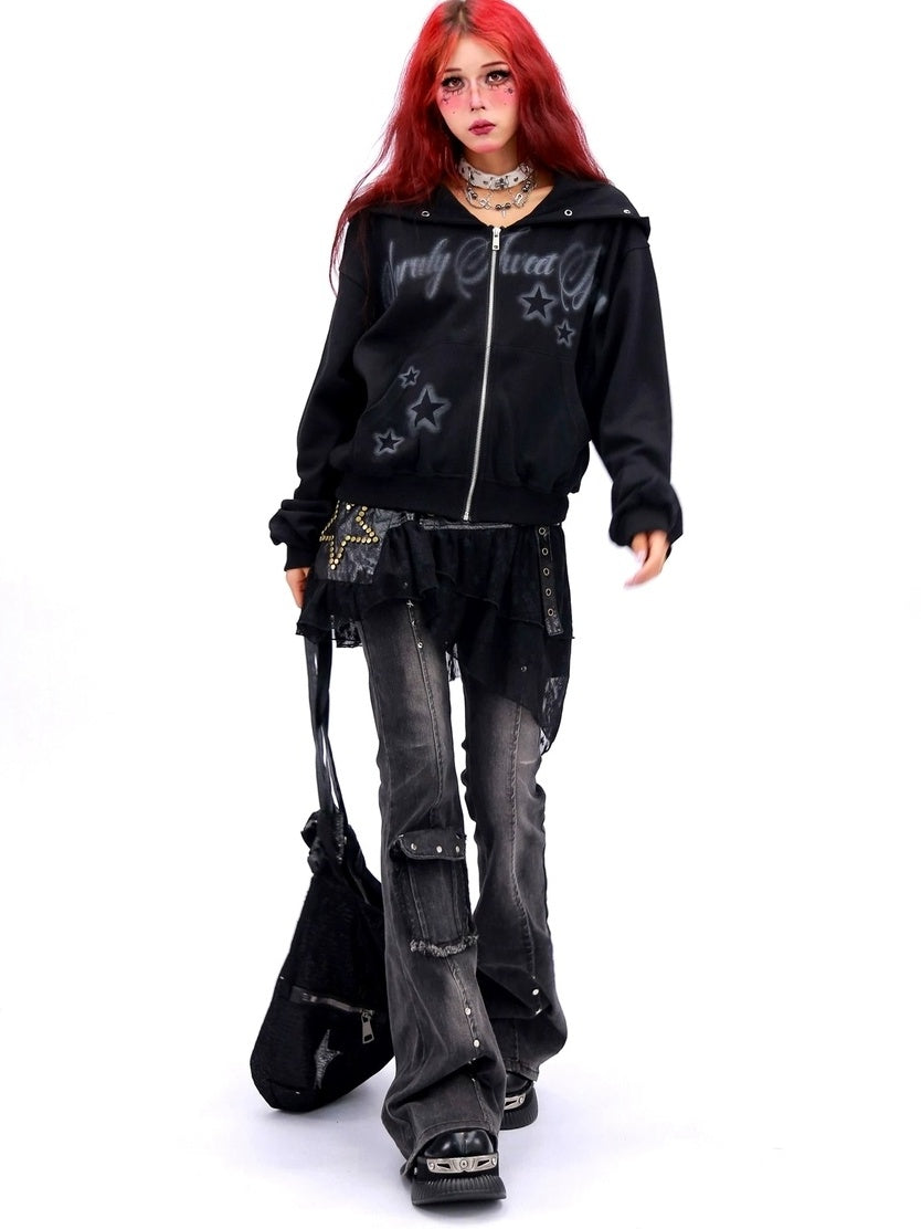 NANAICHILLI Shape Retaining Sexy Girl Oversized Fit Hooded Zip Cotton Women Hoodies