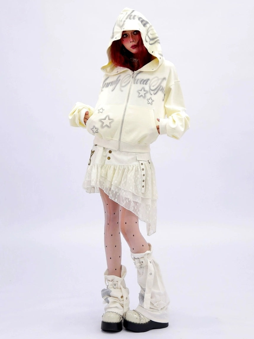 NANAICHILLI Shape Retaining Sexy Girl Oversized Fit Hooded Zip Cotton Women Hoodies