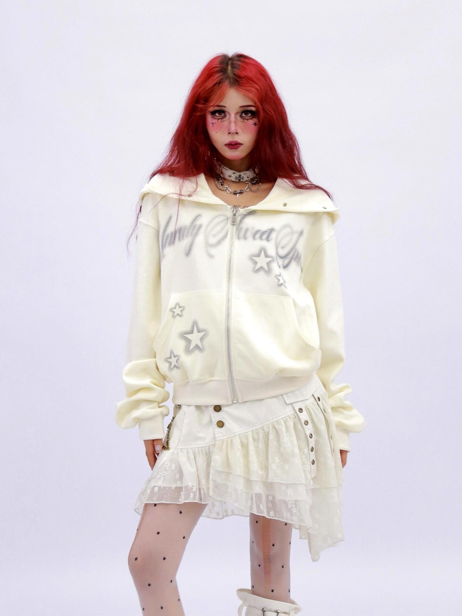 NANAICHILLI Shape Retaining Sexy Girl Oversized Fit Hooded Zip Cotton Women Hoodies