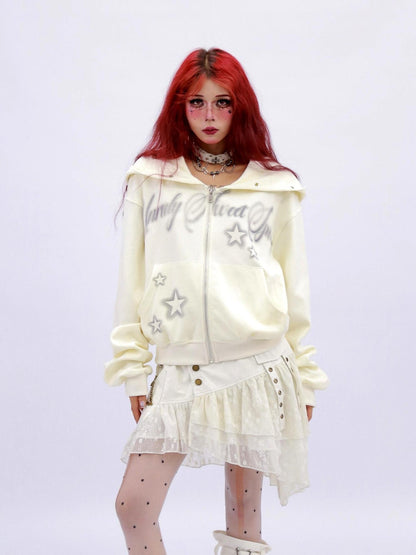 NANAICHILLI Shape Retaining Sexy Girl Oversized Fit Hooded Zip Cotton Women Hoodies