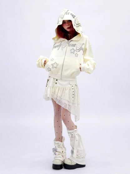 NANAICHILLI Shape Retaining Sexy Girl Oversized Fit Hooded Zip Cotton Women Hoodies