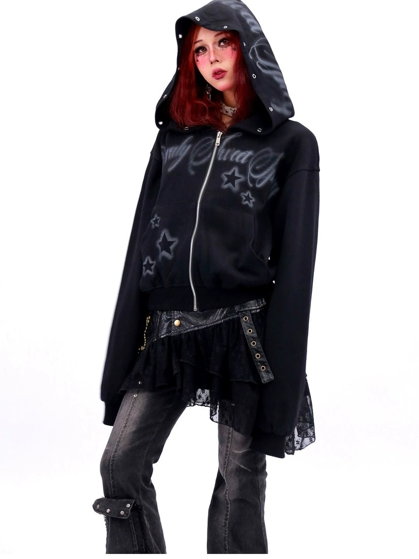 NANAICHILLI Shape Retaining Sexy Girl Oversized Fit Hooded Zip Cotton Women Hoodies