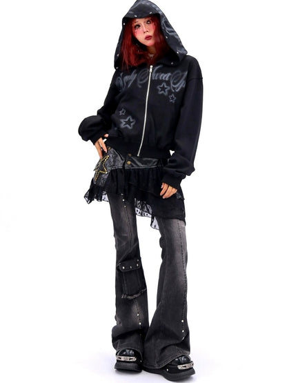 NANAICHILLI Shape Retaining Sexy Girl Oversized Fit Hooded Zip Cotton Women Hoodies