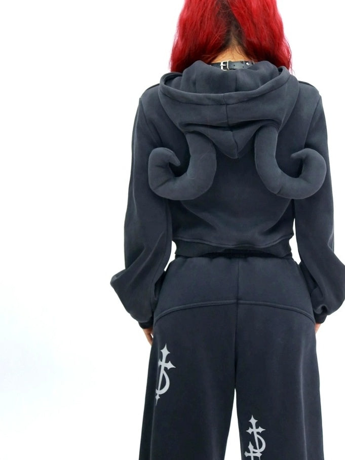 NANAICHILLI Soft Cotton Zip Hooded Long Sleeve Slim Casual Hoodie Jogger Unisex Set