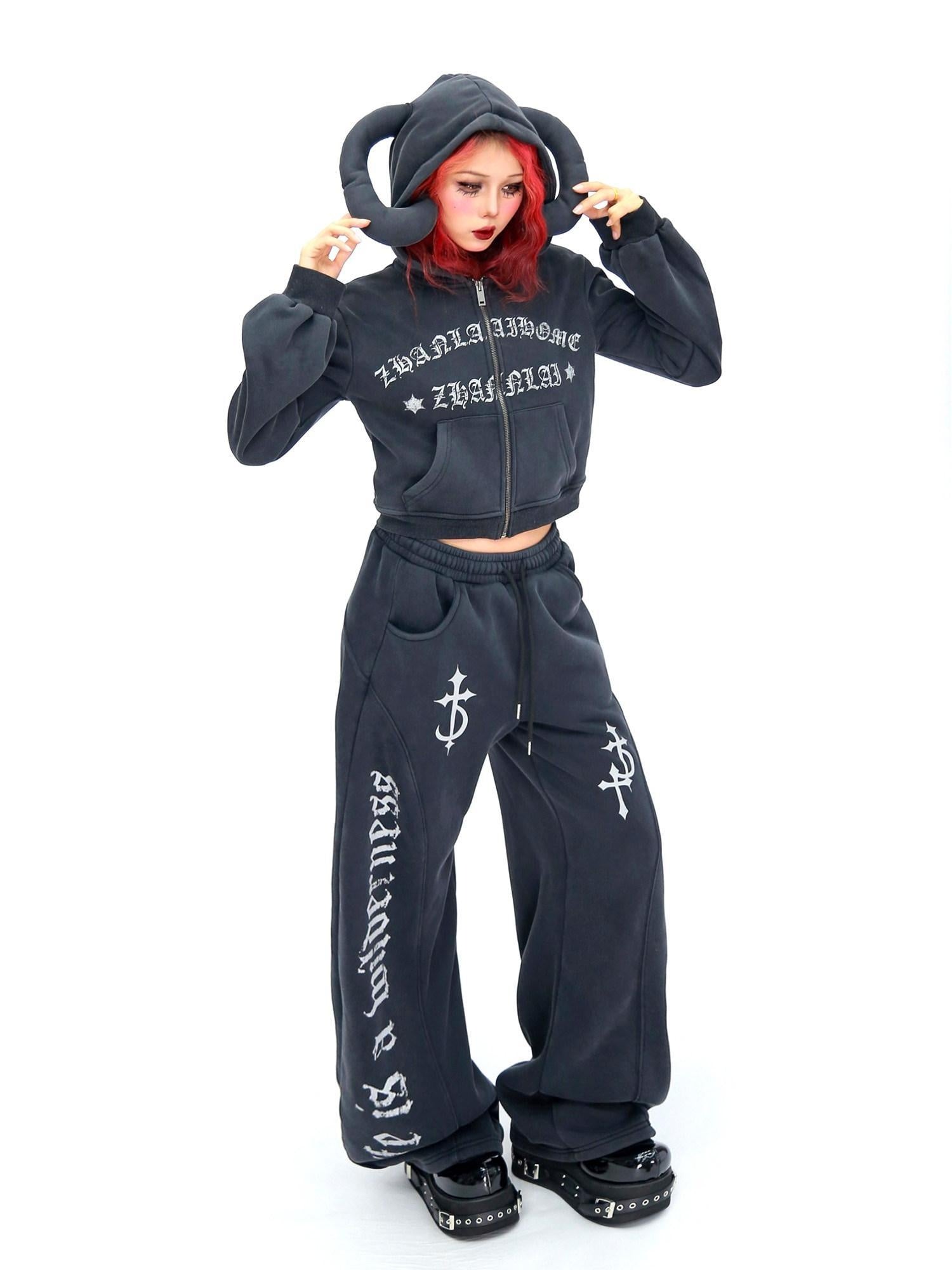 NANAICHILLI Soft Cotton Zip Hooded Long Sleeve Slim Casual Hoodie Jogger Unisex Set