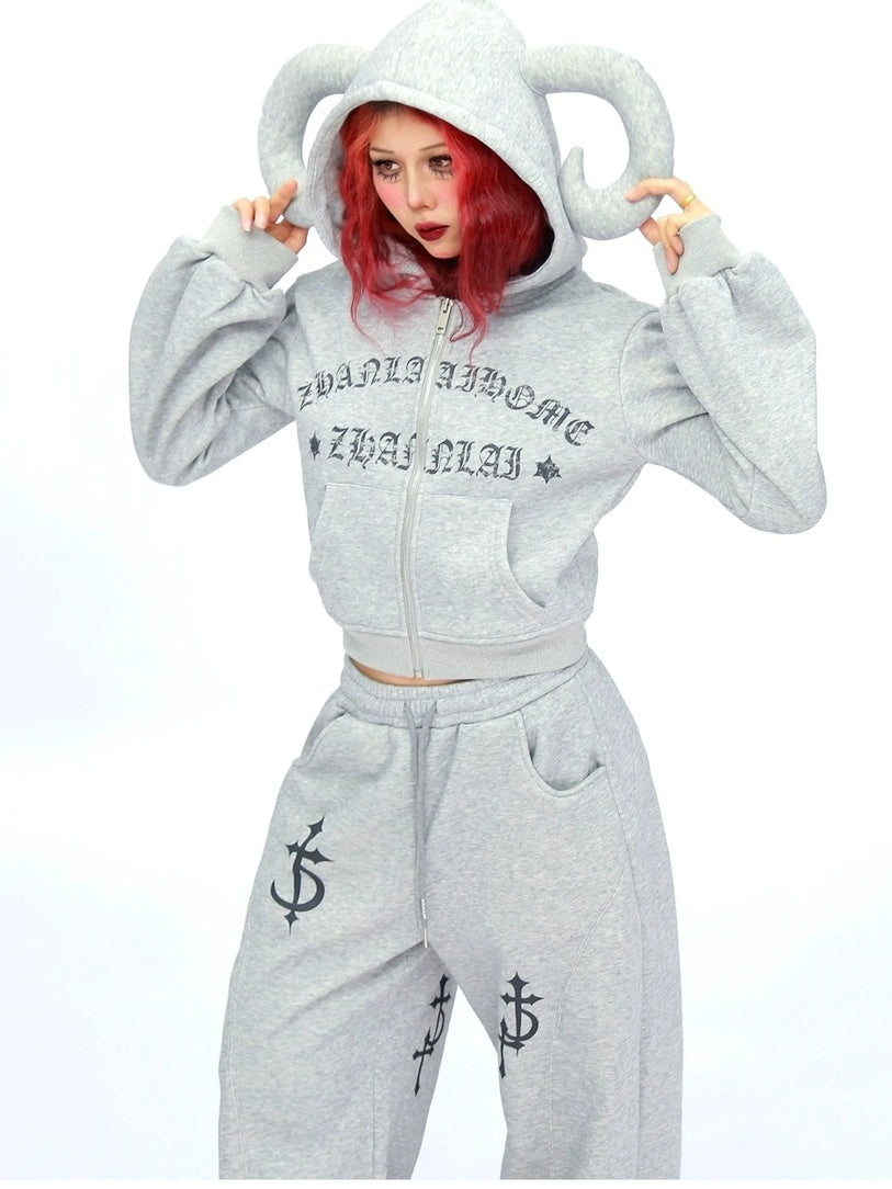 NANAICHILLI Soft Cotton Zip Hooded Long Sleeve Slim Casual Hoodie Jogger Unisex Set