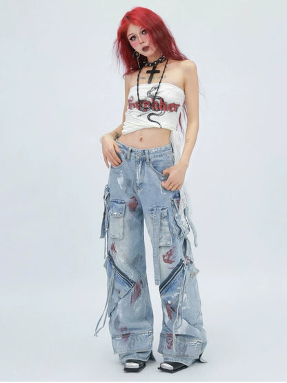 NANAICHILLI Stretch High Waist Slim Straight For Women Black And Blue Classic Jeans