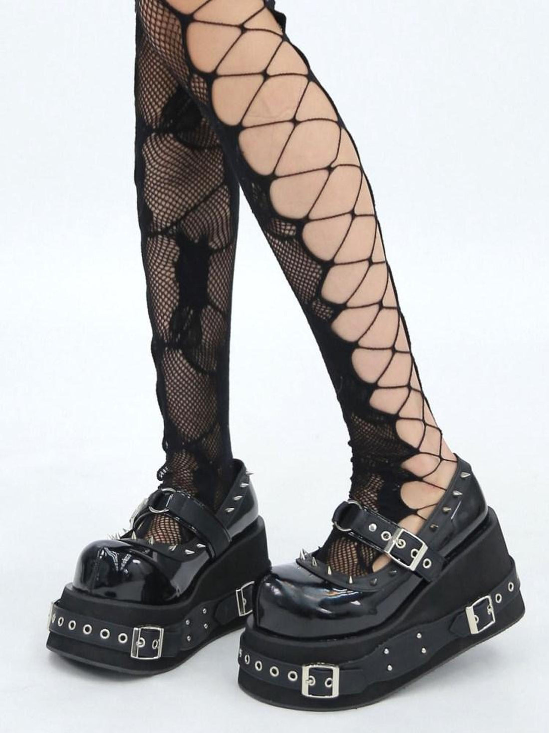 NANAICHILLI Studded Super High Heel Mary Jane Platform Round Toe Pu Non Slip Black Shoes