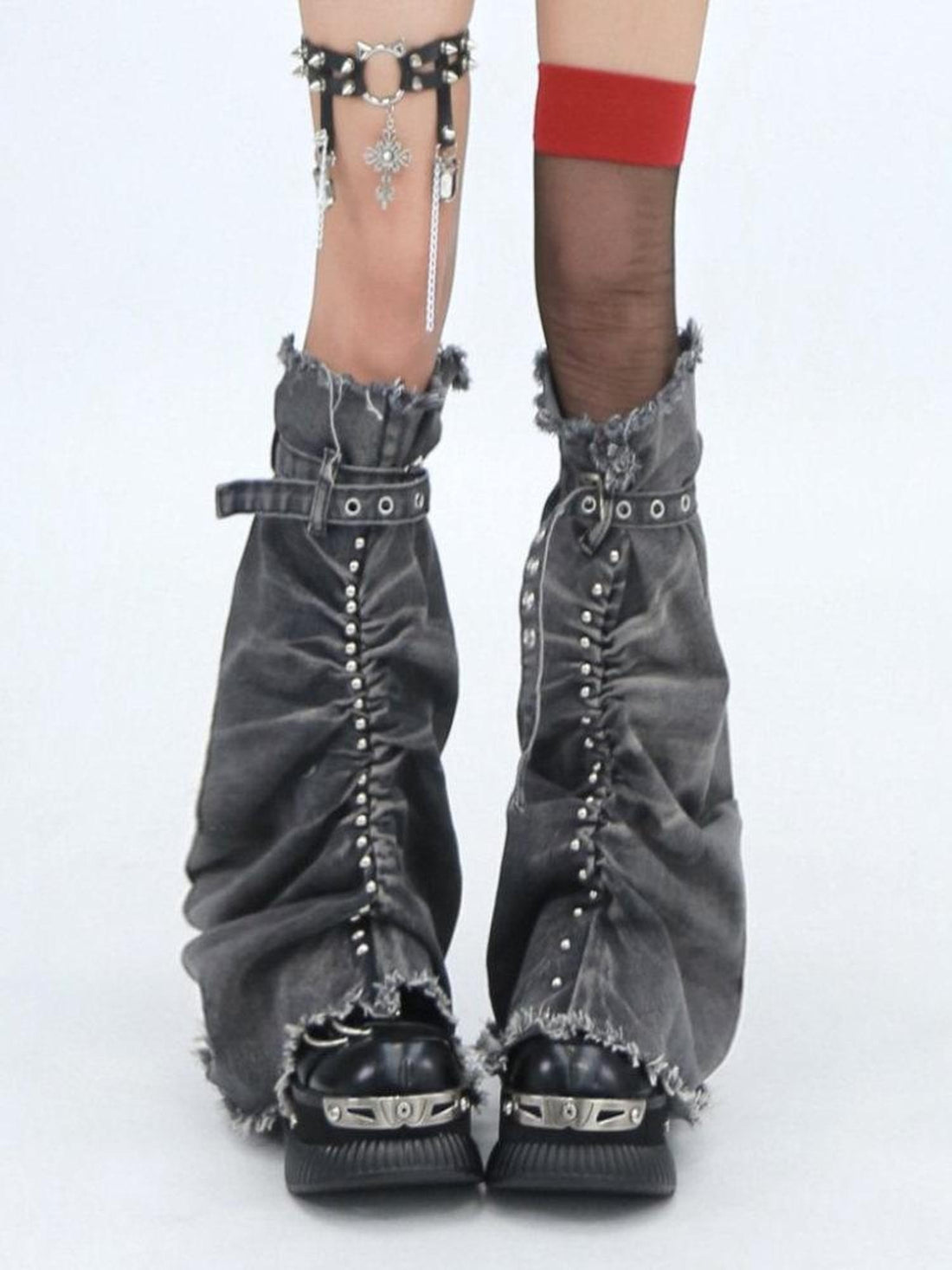 NANAICHILLI Thermal Thick Cable Knit Boot Cover Black Fashion Dance Leg Warmers