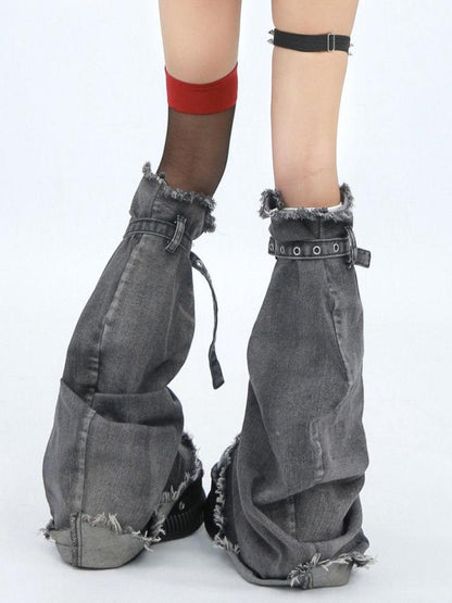 NANAICHILLI Thermal Thick Cable Knit Boot Cover Black Fashion Dance Leg Warmers