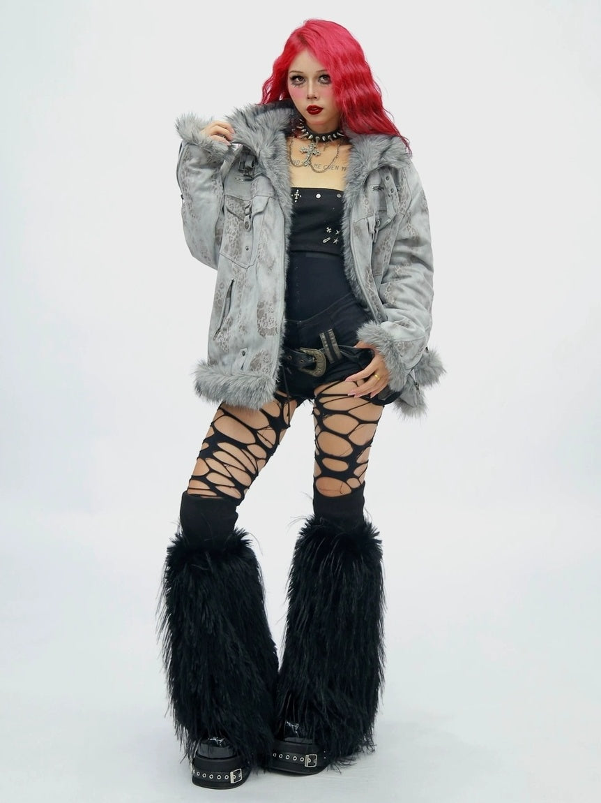 NANAICHILLI Tie Dye Patchwork Loose Fit Street Unisex Cotton Stand Collar Puffer Jacket