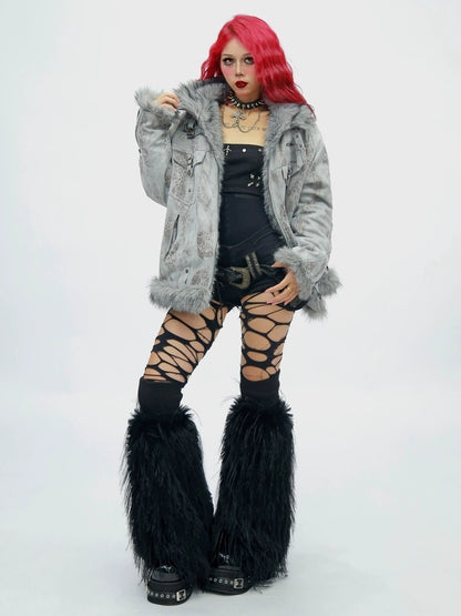 NANAICHILLI Tie Dye Patchwork Loose Fit Street Unisex Cotton Stand Collar Puffer Jacket